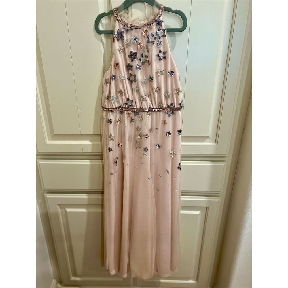 GB Girls Halter Neck Sequin Party Dress Brown Size